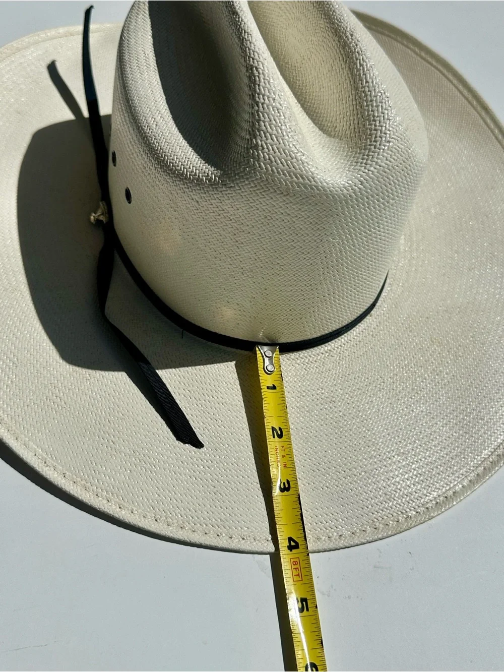 American Hat Co Para Panama Men's Wide-Brim Outback Hat Cream, Black Band, 7 1/8